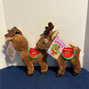 2015 Kellytoy Christmas Santa’s Reindeer Plush Stuffed Toy Blitzen & Vixen 14”